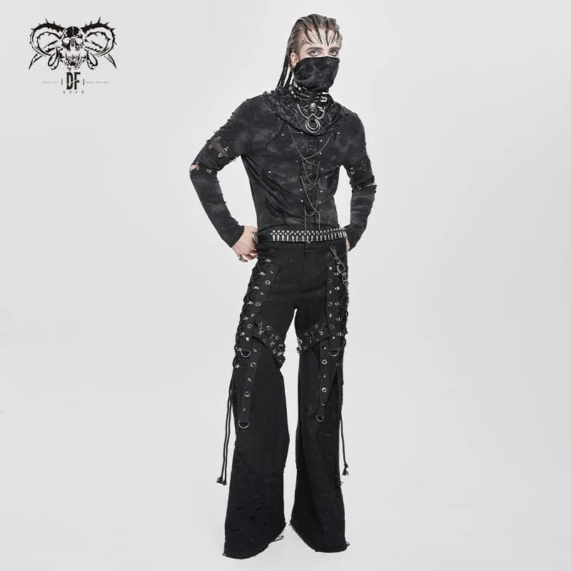 Herrenhemd mit Punk-Ausschnitt und Nietenkette