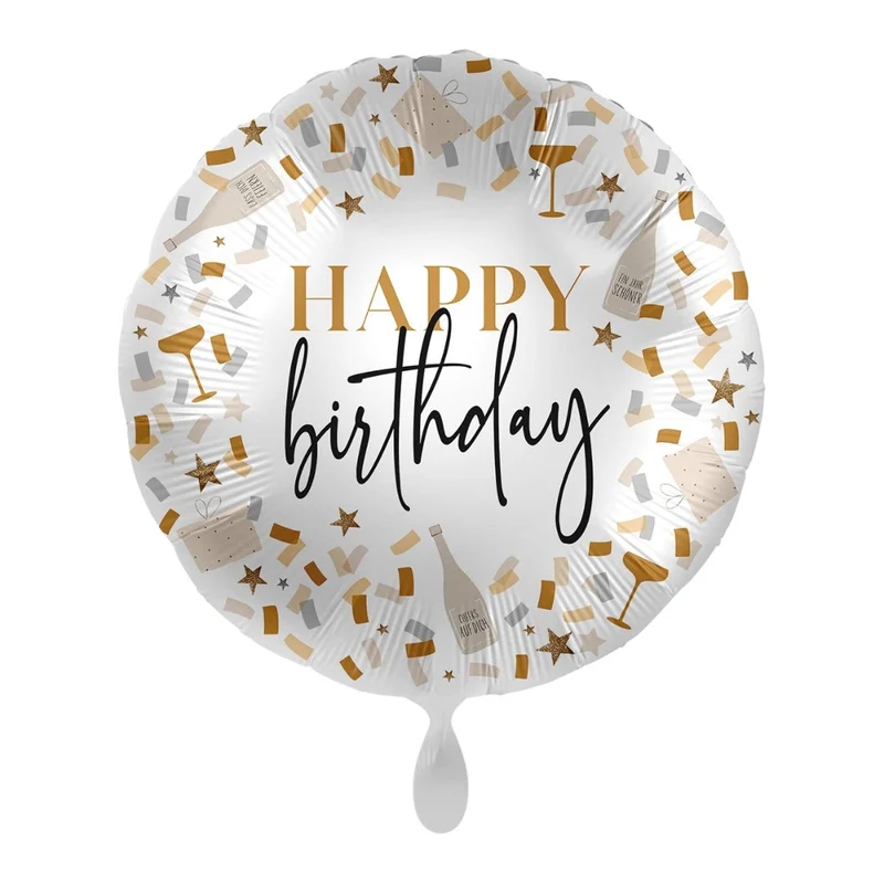 Geburtstagsballon "Happy Birthday" Gold Stylisch