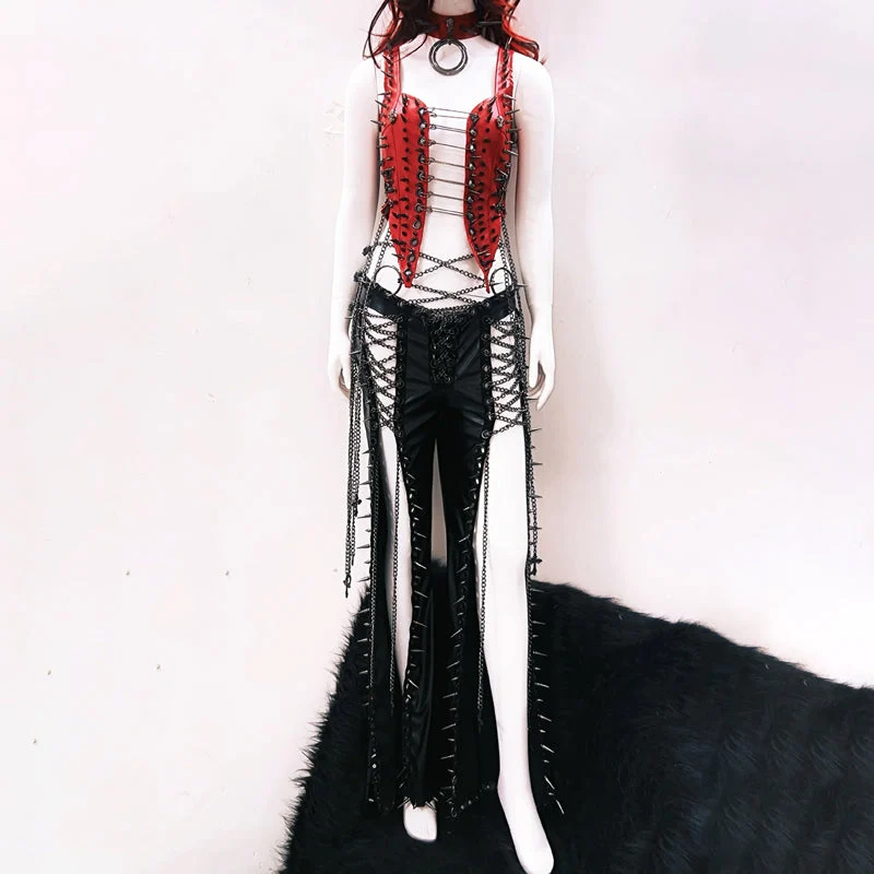 Cut out metal chain rivet applique top