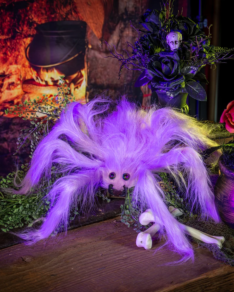 Haarige Halloween Spinne Pastell-Violett 70cm