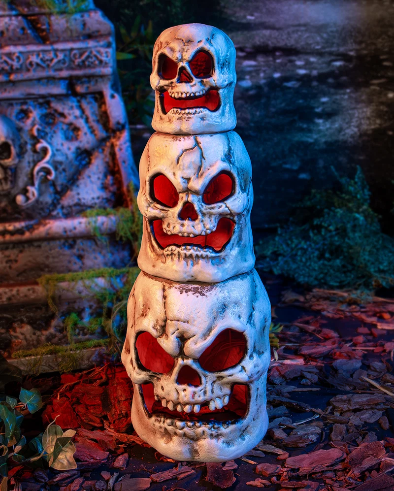 Leuchtender Totenkopf Turm zum Zusammenstecken 58cm