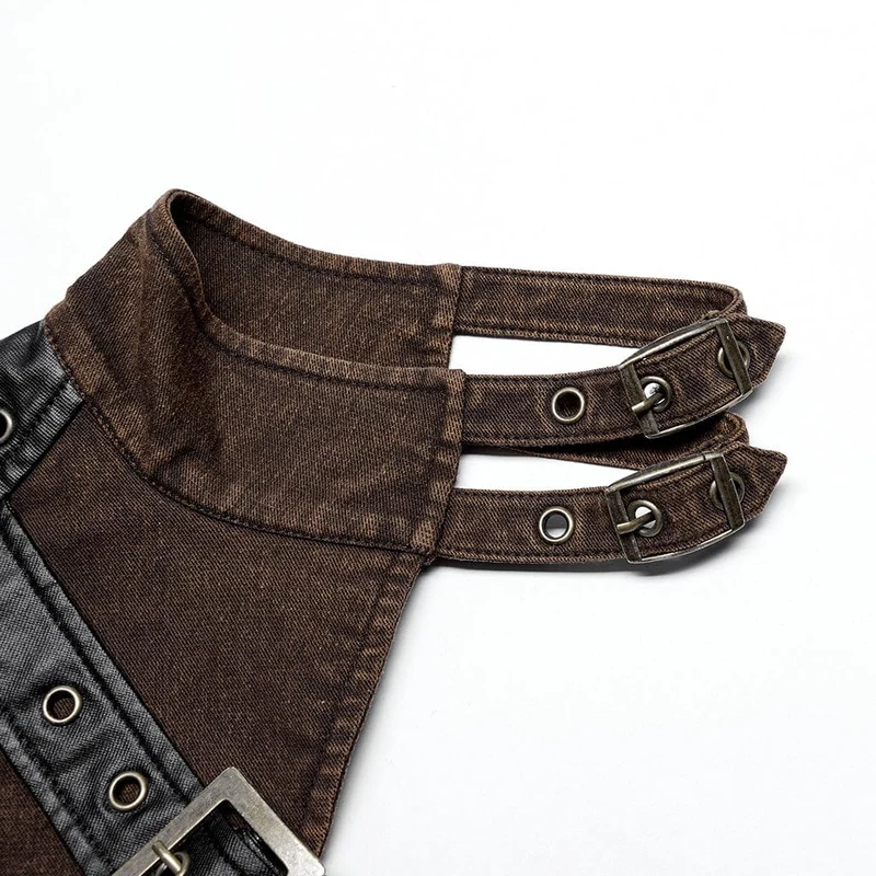 Gothic-Jacke mit Stehkragen und Nietenschnalle für Damen