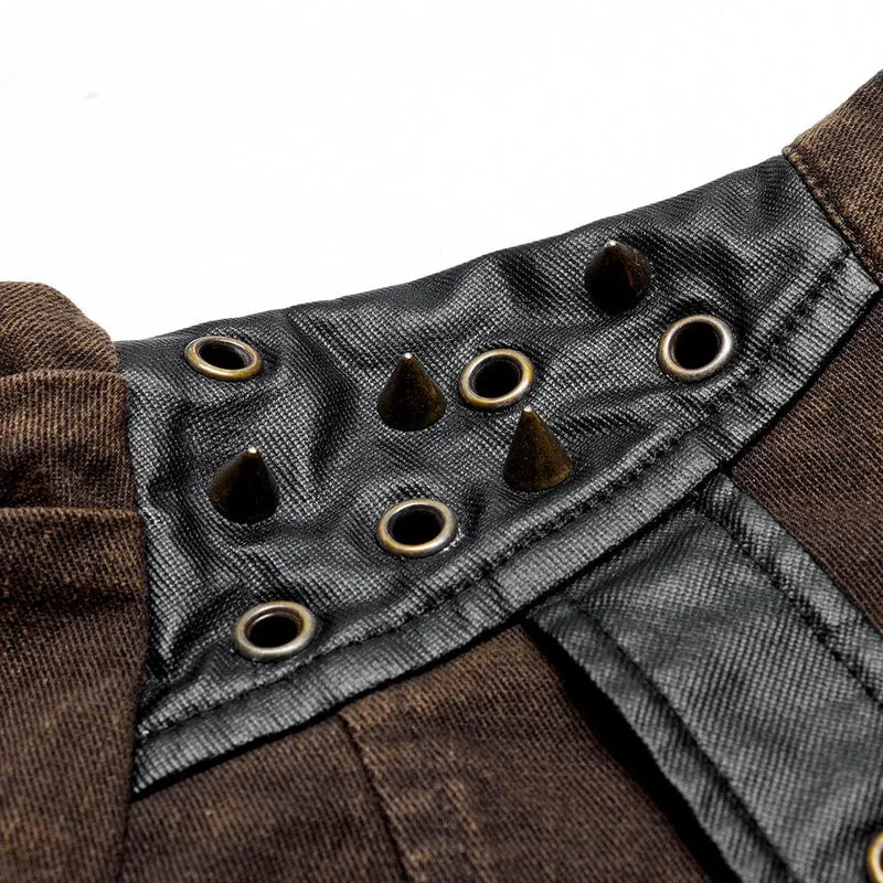 Gothic-Jacke mit Stehkragen und Nietenschnalle für Damen