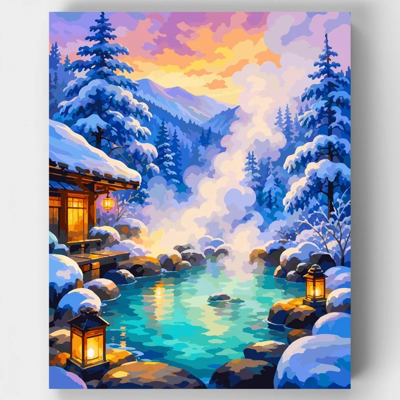 Snowy Onsen Steam - Paint by Numbers Kit