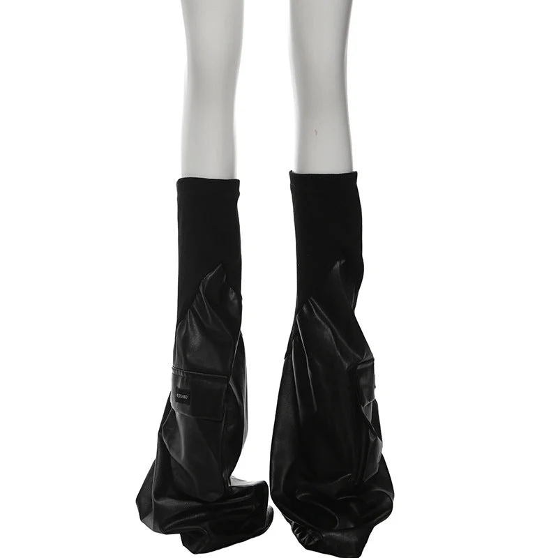 PU leather pocket leg warmer
