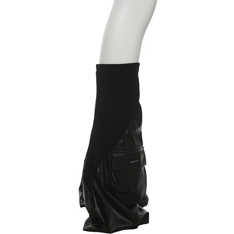 PU leather pocket leg warmer