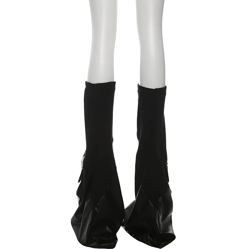 PU leather pocket leg warmer
