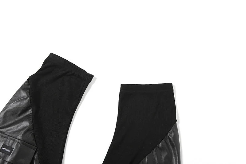 PU leather pocket leg warmer