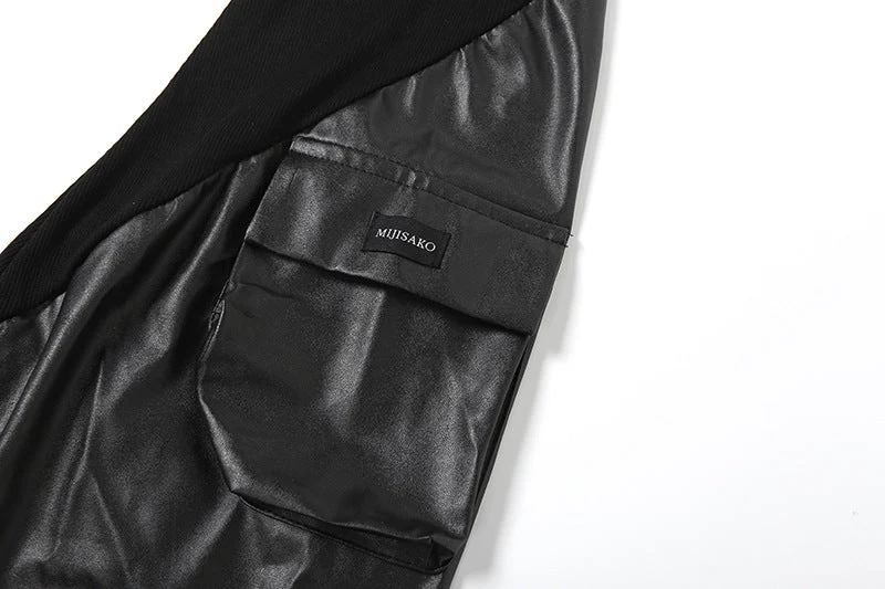 PU leather pocket leg warmer