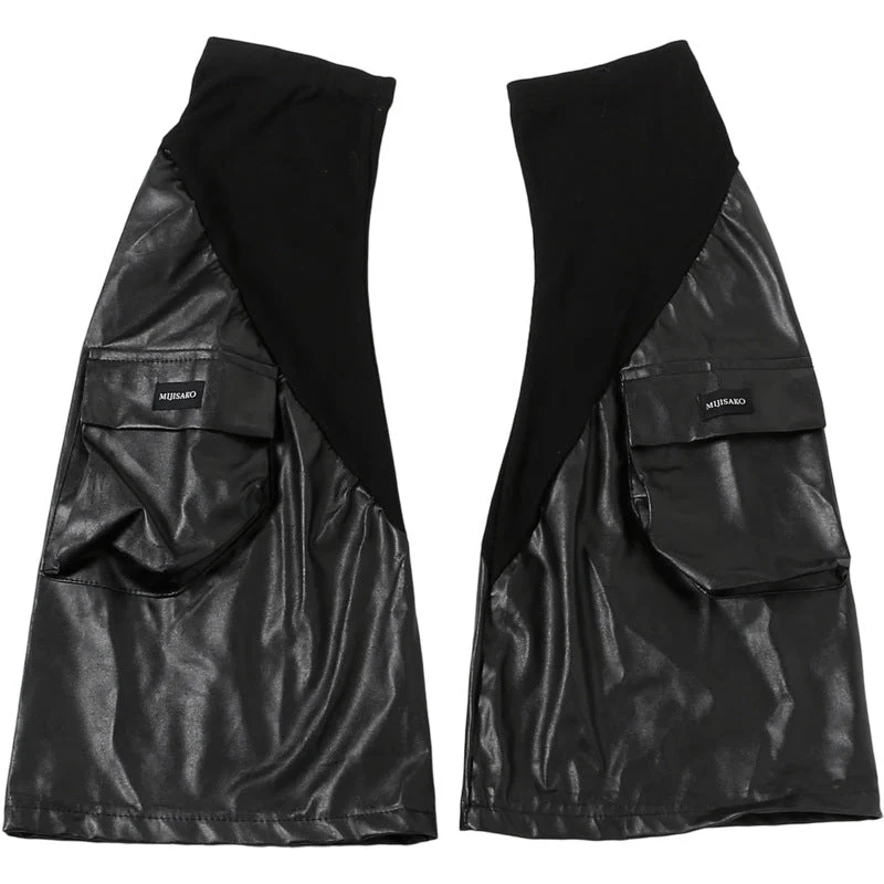 PU leather pocket leg warmer