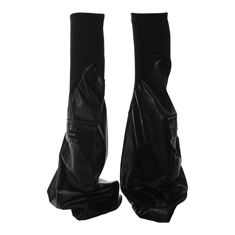 PU leather pocket leg warmer