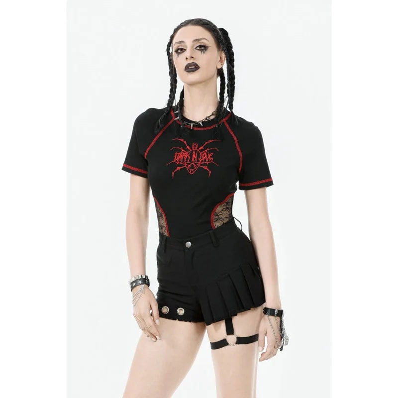 Punk-Shorts mit asymmetrischen Nieten und Beinriemen für Damen
