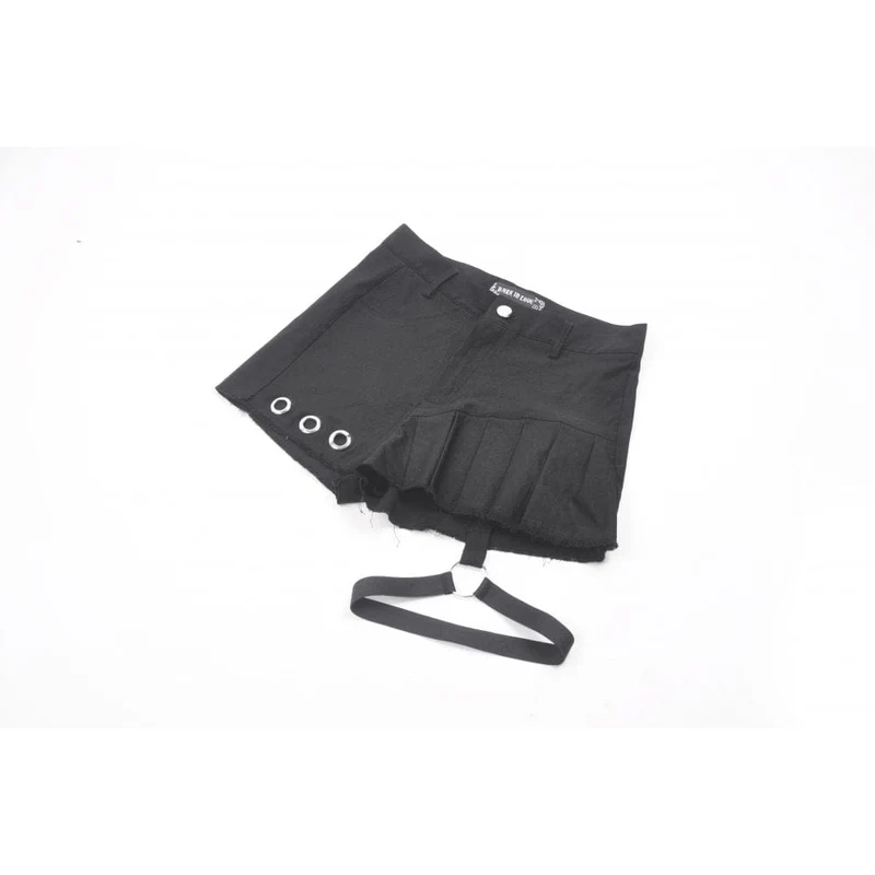 Punk-Shorts mit asymmetrischen Nieten und Beinriemen für Damen