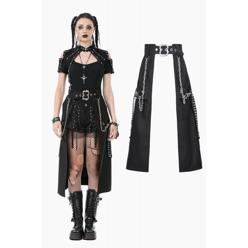 Damen Punk Metall Kettengürtel mit Riemen