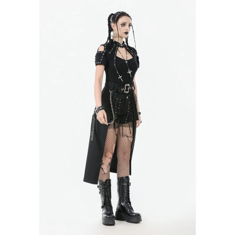 Damen Punk Metall Kettengürtel mit Riemen