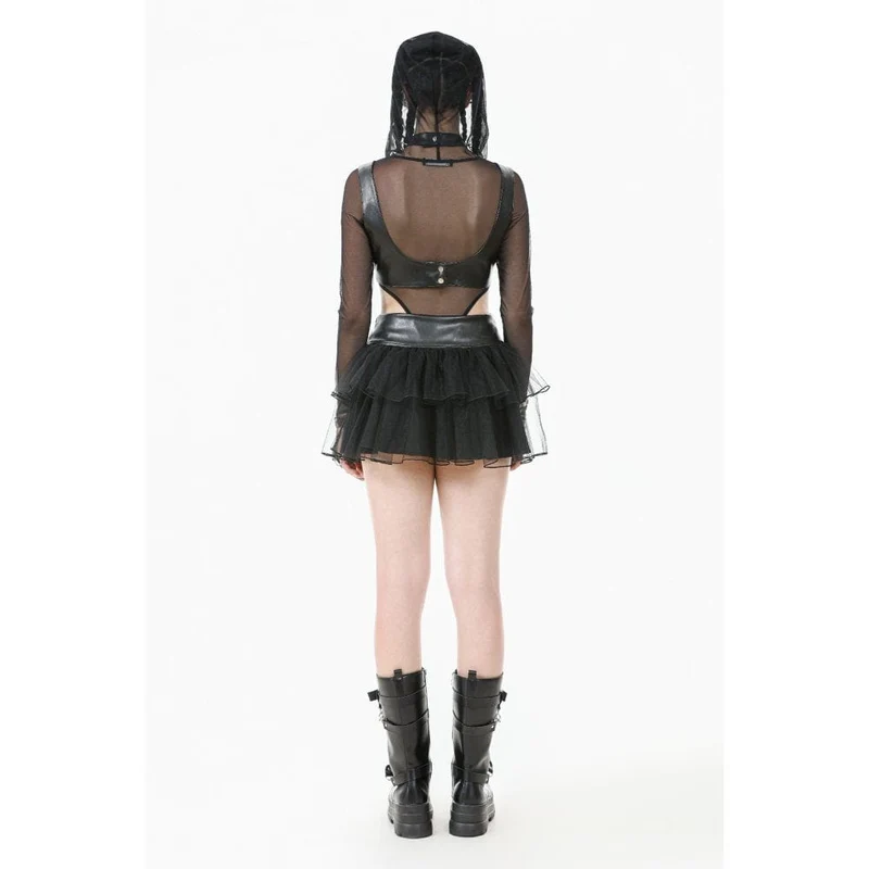 Kurzer Punk-Mehrschicht-Netzrock für Damen