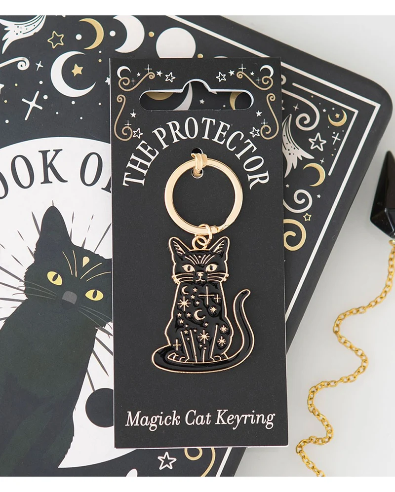 Schwarze Gothic Katze Schlüsselanhänger