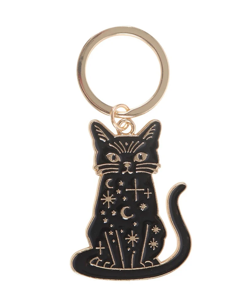Schwarze Gothic Katze Schlüsselanhänger