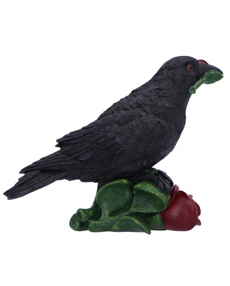 Schwarzer Rabe mit Rosen Figur 14cm