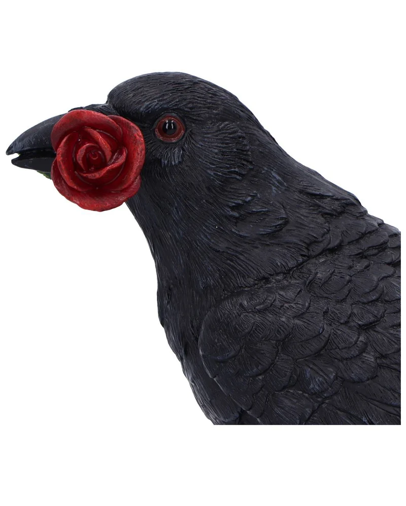 Schwarzer Rabe mit Rosen Figur 14cm