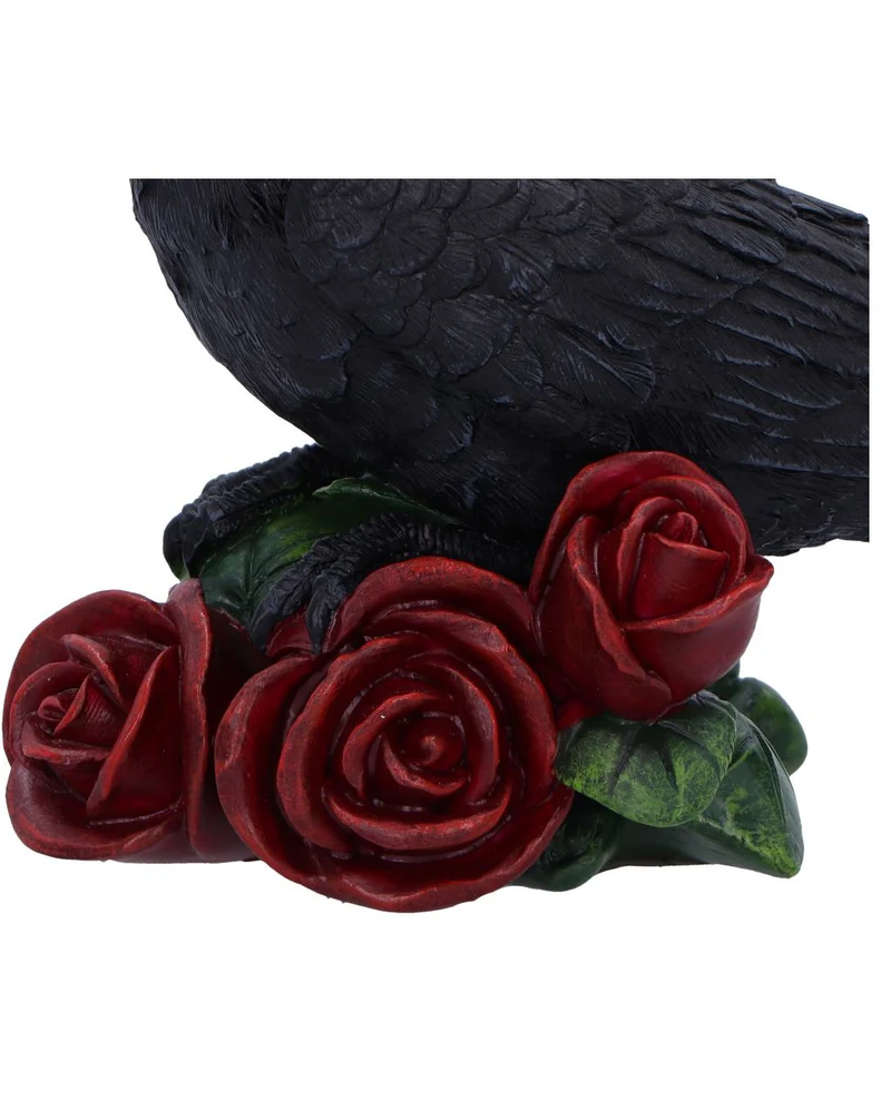 Schwarzer Rabe mit Rosen Figur 14cm
