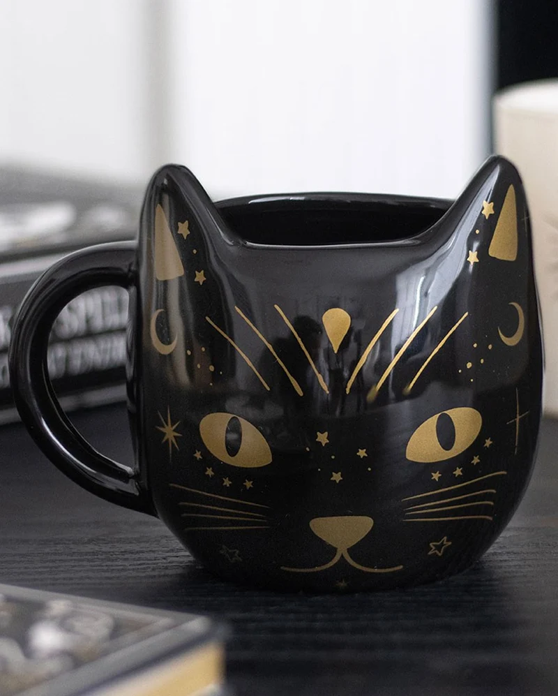 Schwarze Mystic Katzen Lieblingstasse 10cm