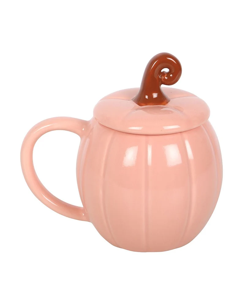 Rosa Kürbis Tasse mit Deckel 14,5cm