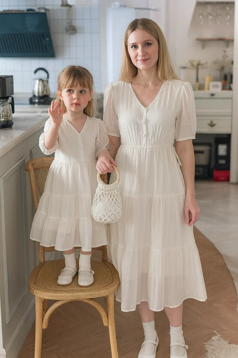 Mutter Tochter Kleid Winter