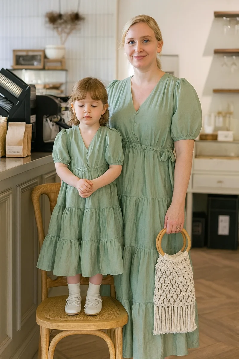 Mutter Tochter Kleid Winter