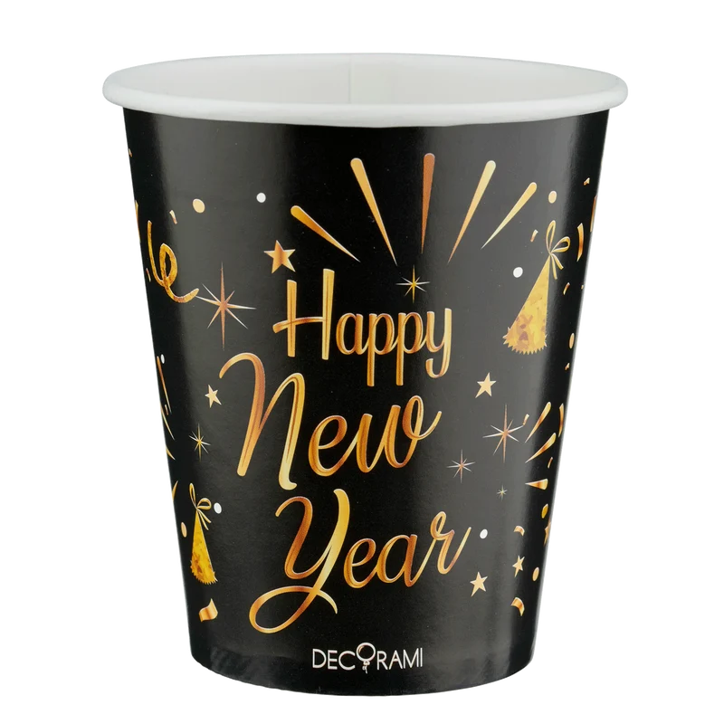 Pappbecher "Happy New Year" 230ml 6 Stk.