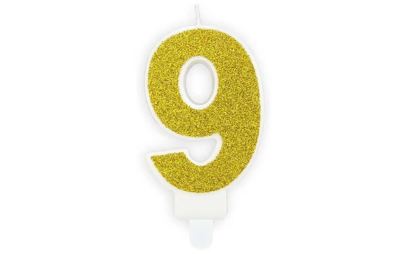 Geburtstagskerze Gold Glitzer "9"