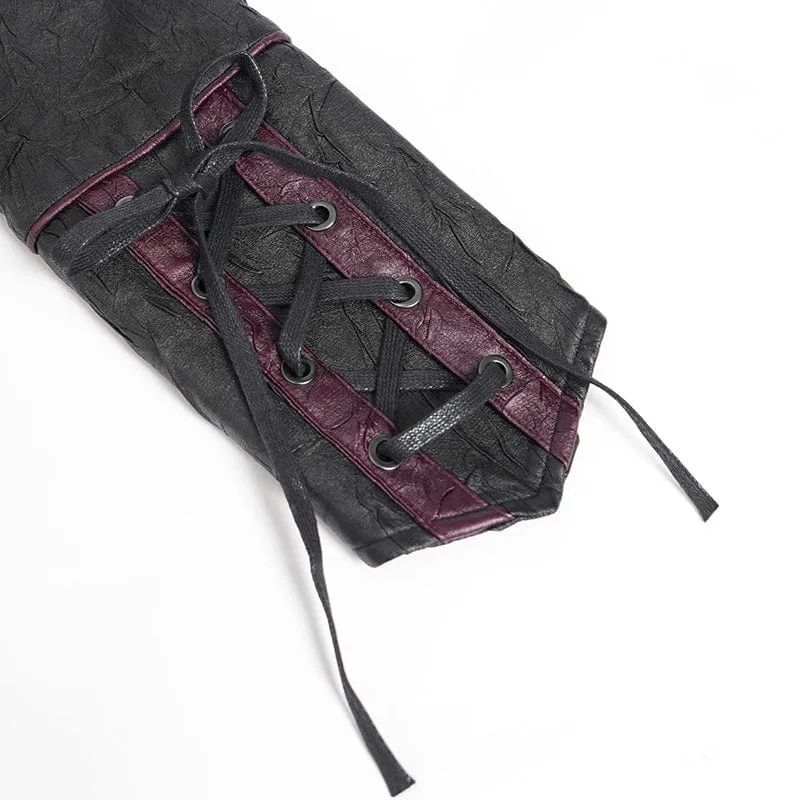 Damen Punk Pentagramm Schnalle Riemen Schnürjacke Schwarz