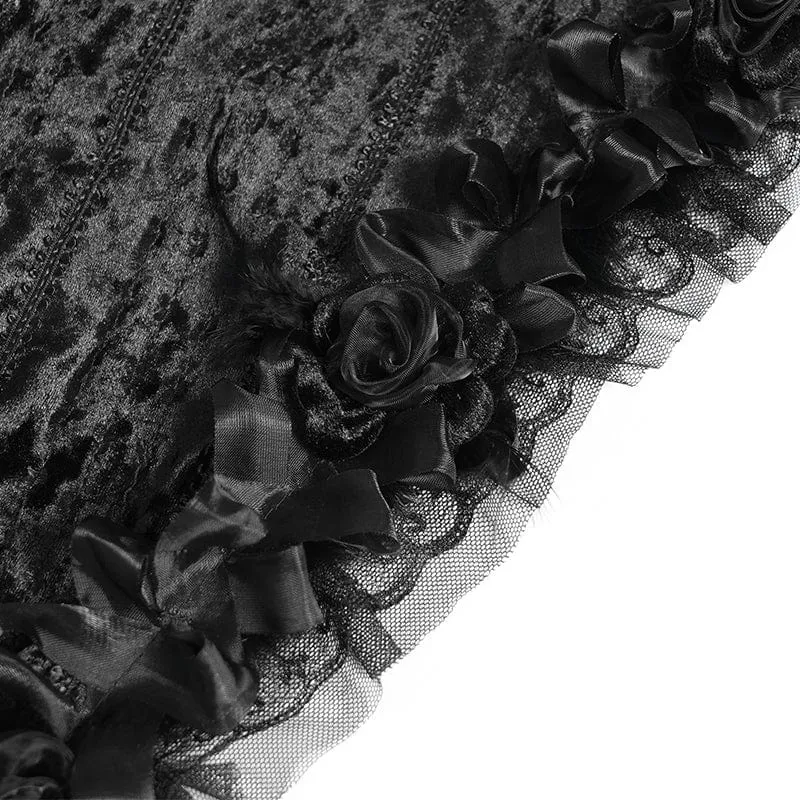 Gothic-Cape mit Kapuze und floralem Spitzensaum für Damen