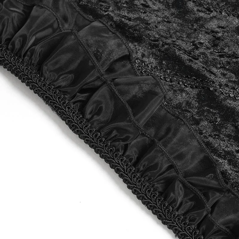 Gothic-Cape mit Kapuze und floralem Spitzensaum für Damen