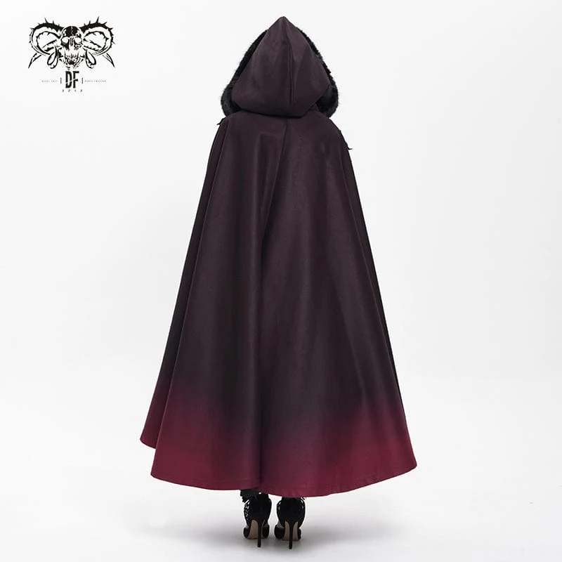 Gothic-Umhang mit Blumenstickerei und Farbverlauf für Damen