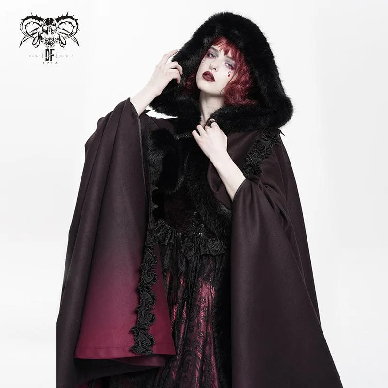 Gothic-Umhang mit Blumenstickerei und Farbverlauf für Damen