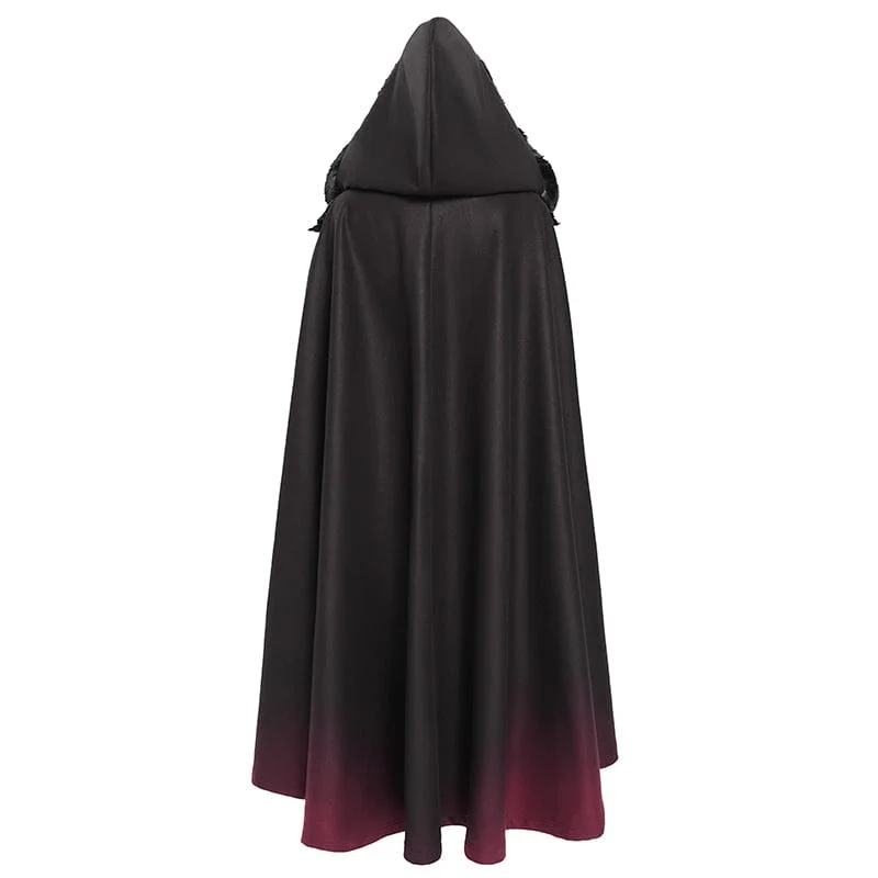 Gothic-Umhang mit Blumenstickerei und Farbverlauf für Damen