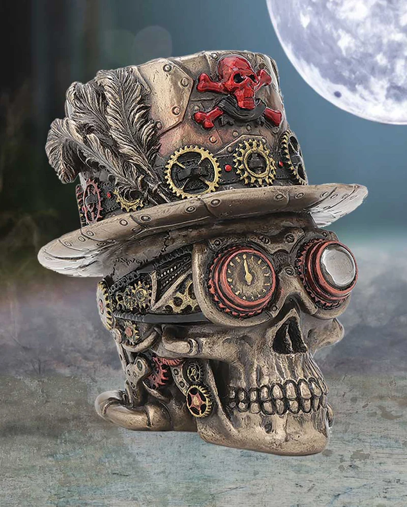 Clockwork Steampunk Totenschädel Figur 11cm