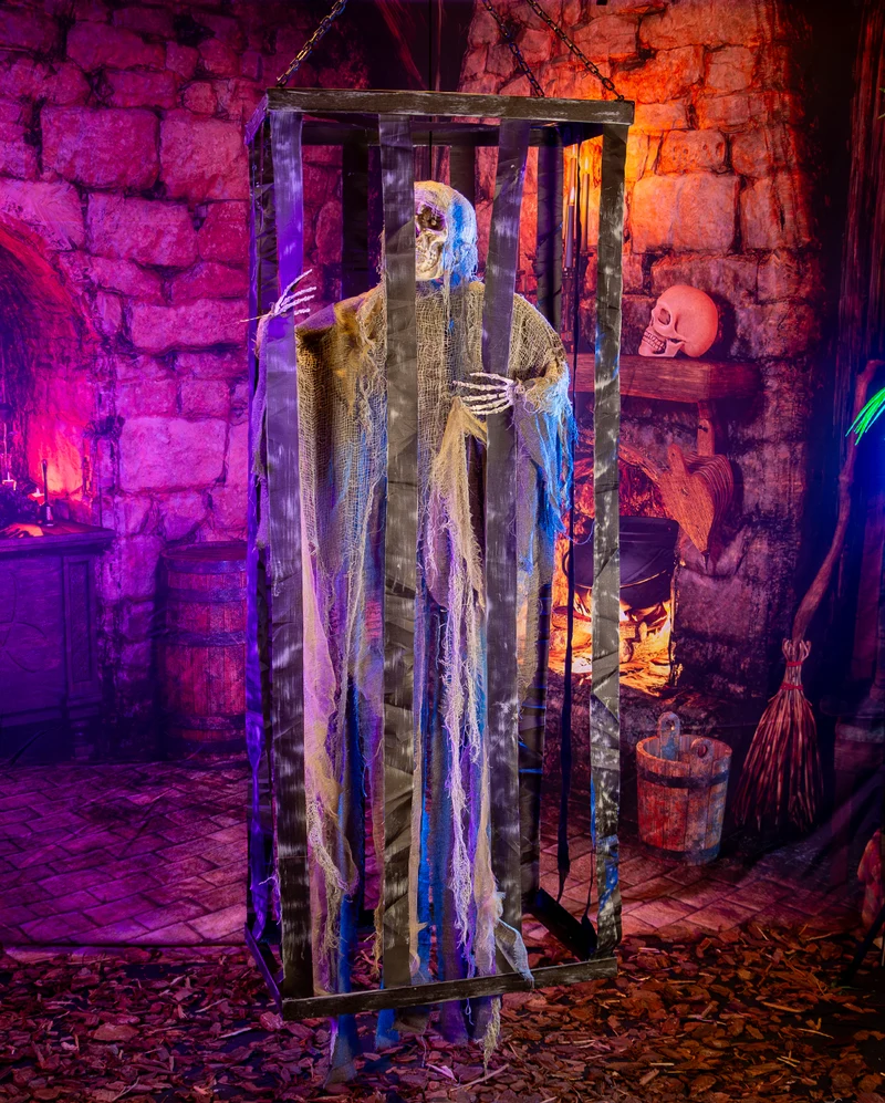 Sich Schüttelnder Reaper im Käfig Halloween Animatronic 200cm