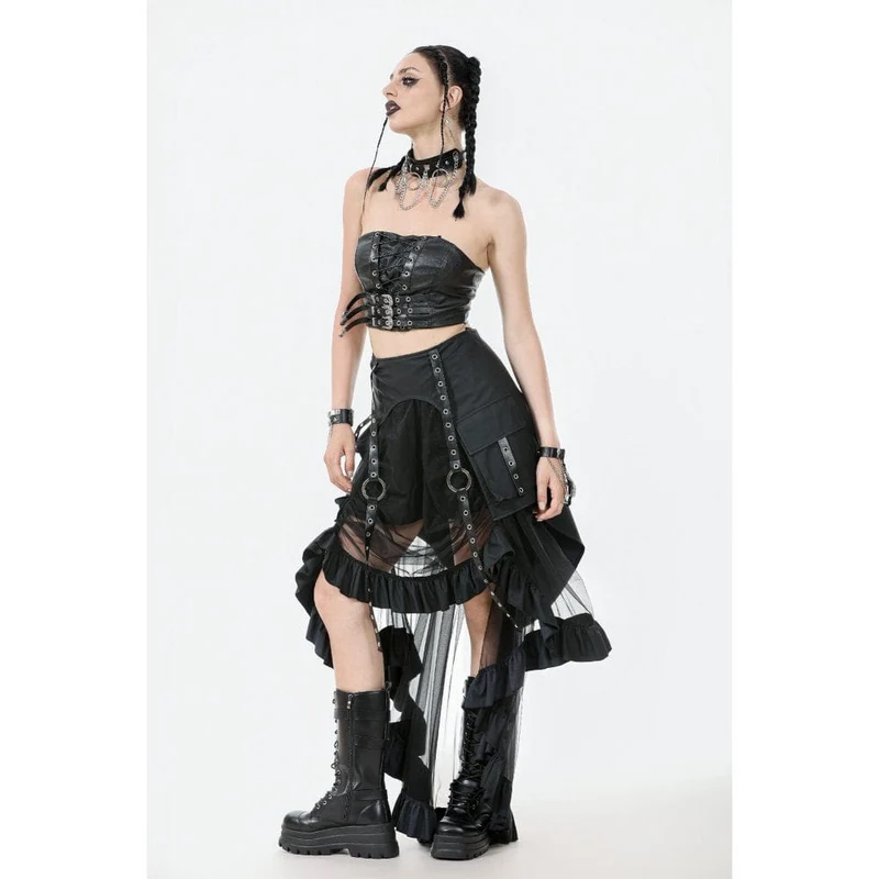Damen Punk Schnürriemen Kunstleder Bustier