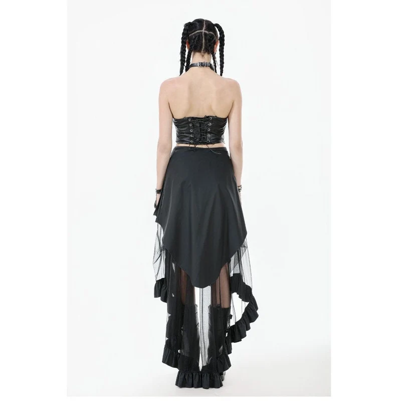 Damen Punk Schnürriemen Kunstleder Bustier
