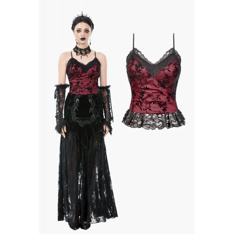 Gothic-Tanktop mit Blumenspitze für Damen