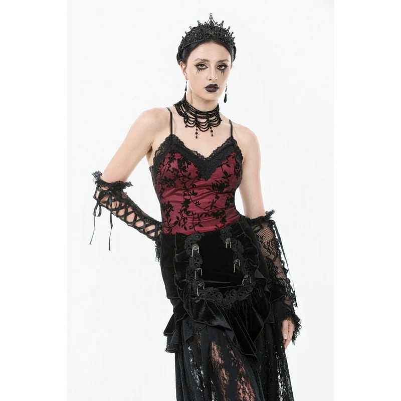 Gothic-Tanktop mit Blumenspitze für Damen