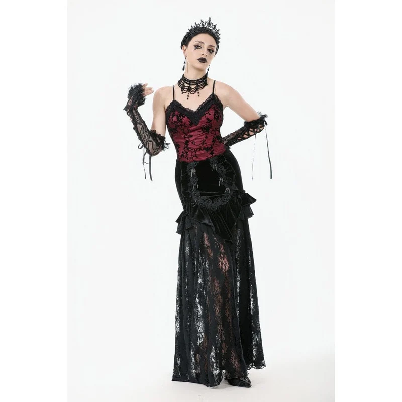Gothic-Tanktop mit Blumenspitze für Damen