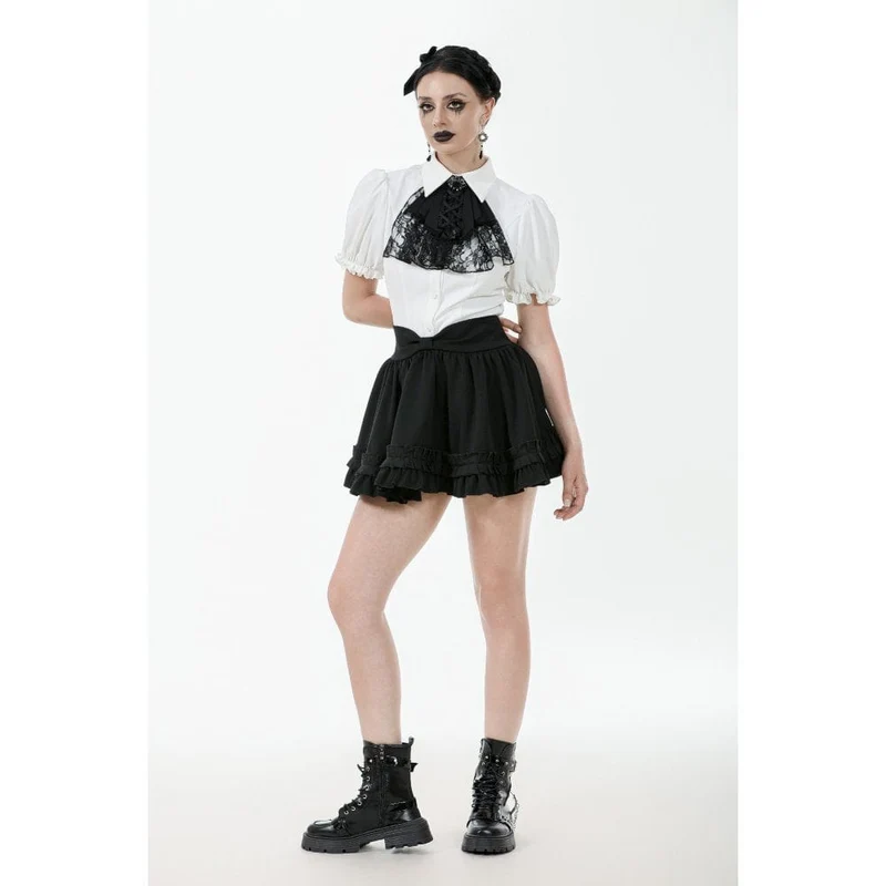 Gothic-Hemd mit Puffärmeln und Spitzenfliege für Damen