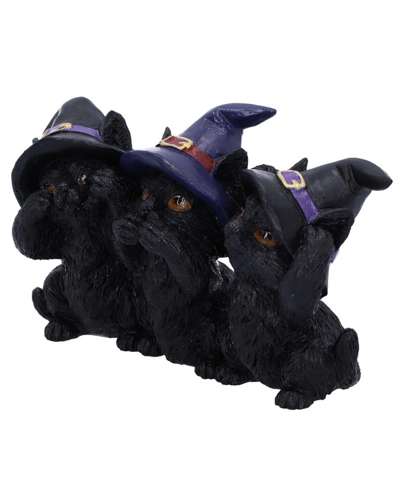 Drei Schwarze Weise Hexenkatzen 11,5cm