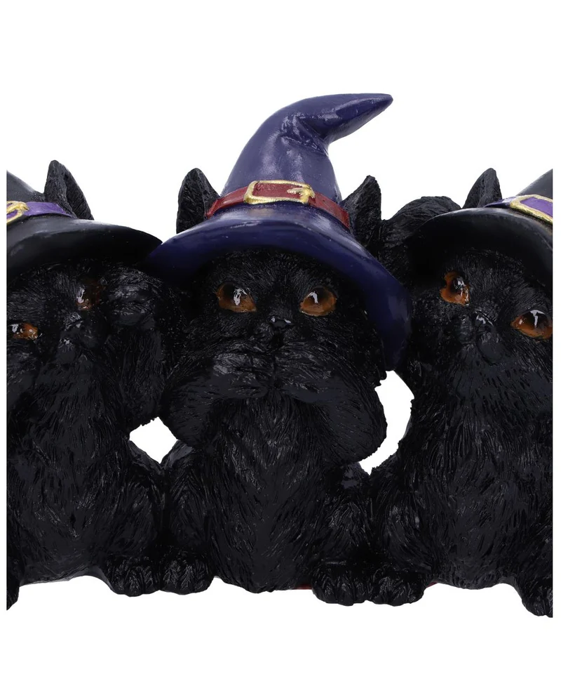 Drei Schwarze Weise Hexenkatzen 11,5cm