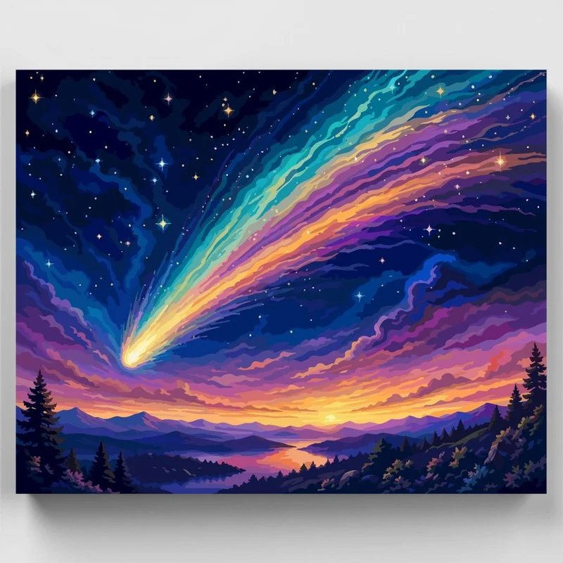 Rainbow Comet Sky - Paint by Numbers Kit