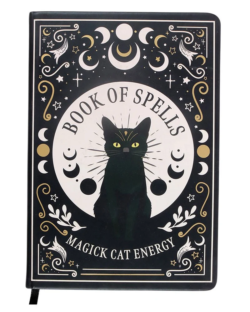 Schwarze Mystic Katze A5 Notiz & Tagebuch mit Stift