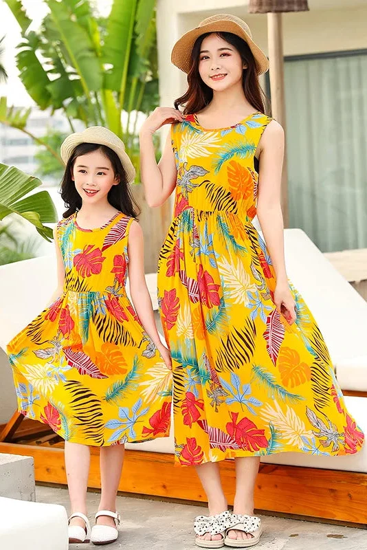 Mutter Tochter Kleid Gold